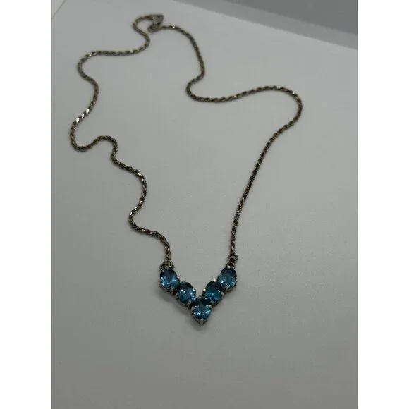 925 STERLING SILVER TOPAZ NECKLACE ITALY